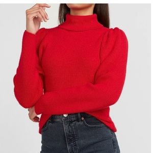 NWOT forever 21 red orange puff sleeve turtleneck sweater